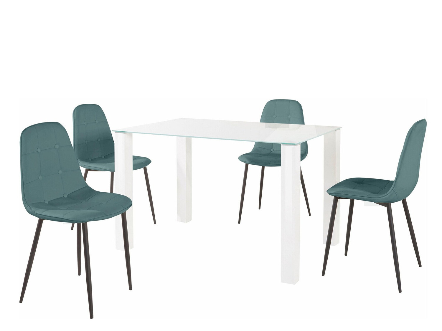 Обеденный гарнитур Denton 267 (Белый + Бирюзовый + Чёрный)