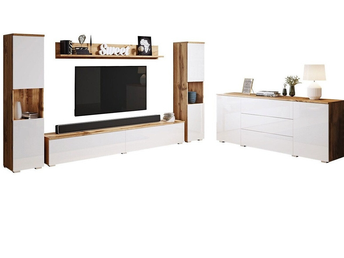 Viesistabas komplekts Sarasota 133 (Votan ozols + Glancēts balts)