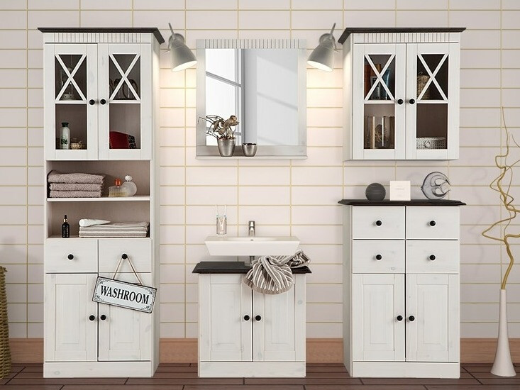 Hапольные шкафчик для ванной Deletri 100 (Белый + Havana Дуб)