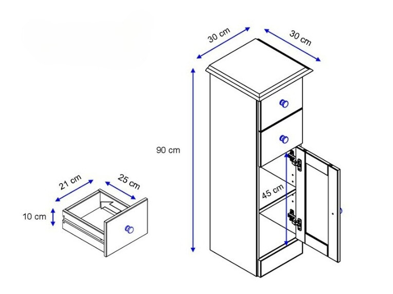 Stāvošs vannas skapītis Deletri 110 (Balts + Havana Ozols)