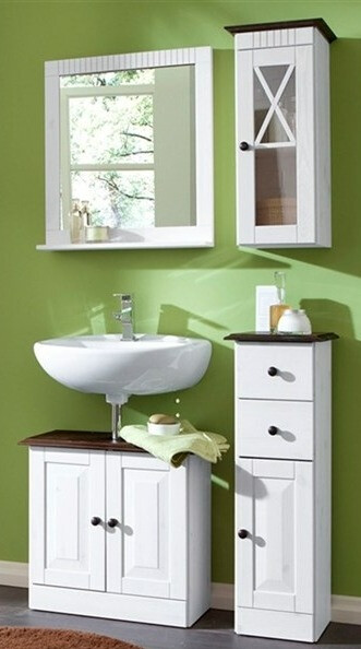 Stāvošs vannas skapītis Deletri 110 (Balts + Havana Ozols)