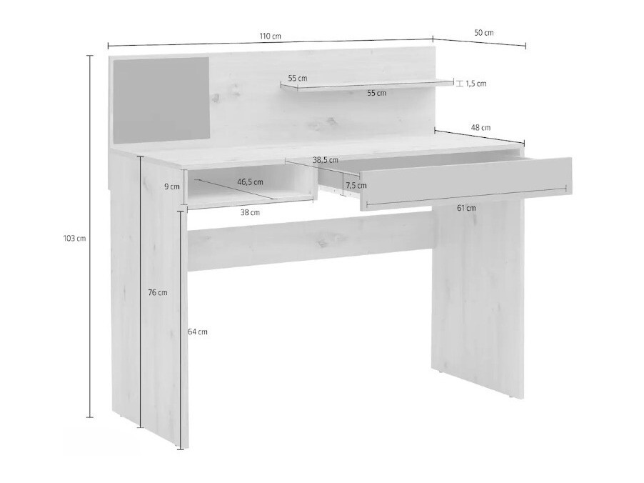 Rakstāmgalds Denton 301 (Antracīts + Ozols)