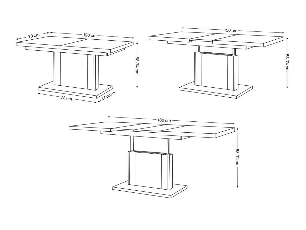 Žurnālu galdiņš transformeris Glendale 103 (Betons + Melns)