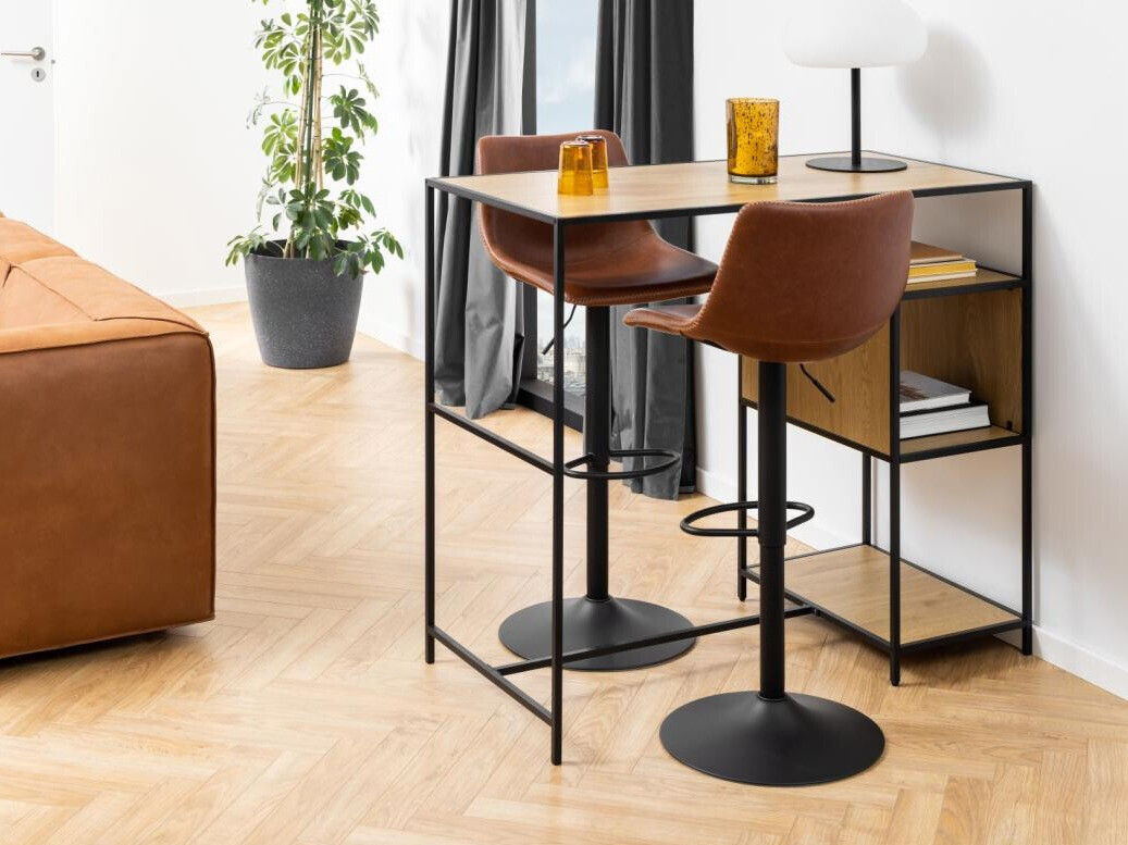 Низкий барный стул Norsica 500 (Чёрный + Коричневый)
