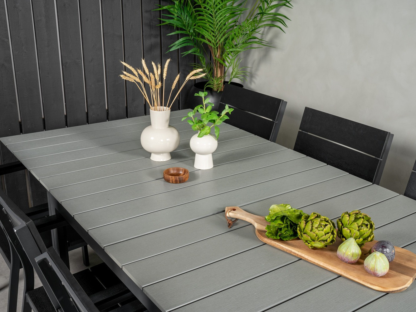 Galds un krēslu komplekts Dallas 3028 (Melns + Pelēks)