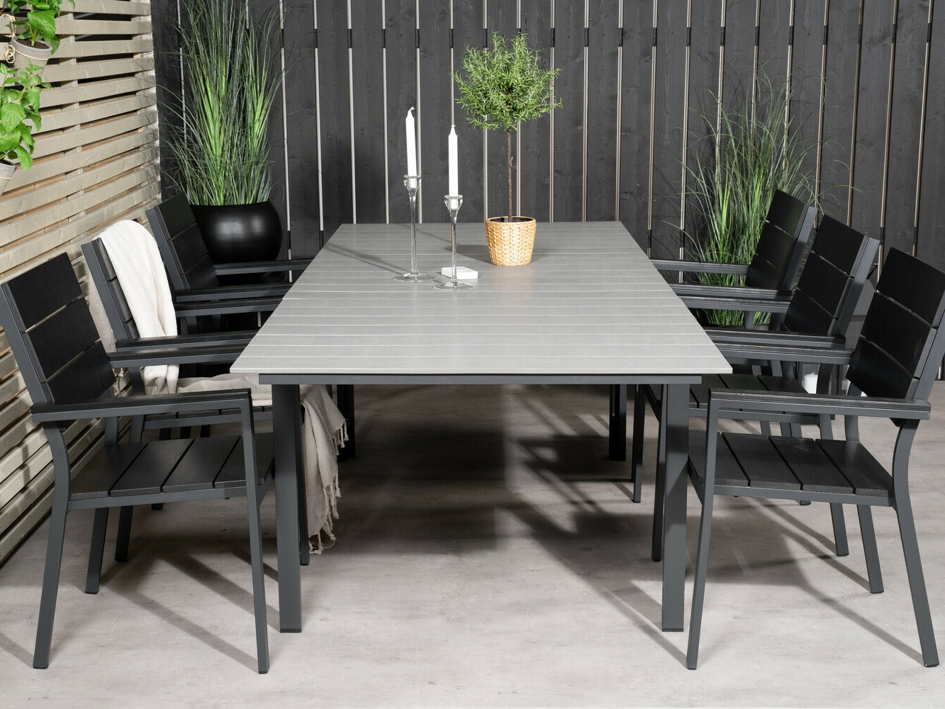 Стол и стулья Dallas 3022 (Чёрный + Серый)
