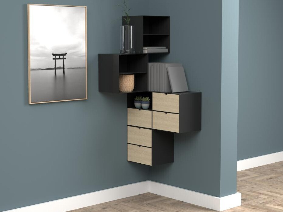 Naktsgaldiņš Norsica 375 (Melns + Gaišs koks)