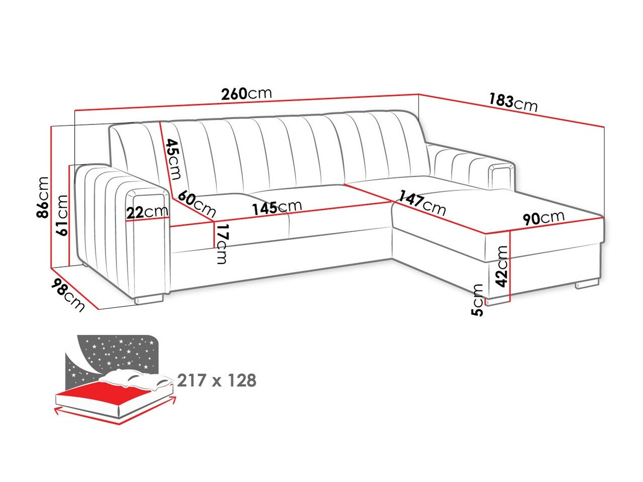 Угловой диван Columbus 166 (Manila 02)