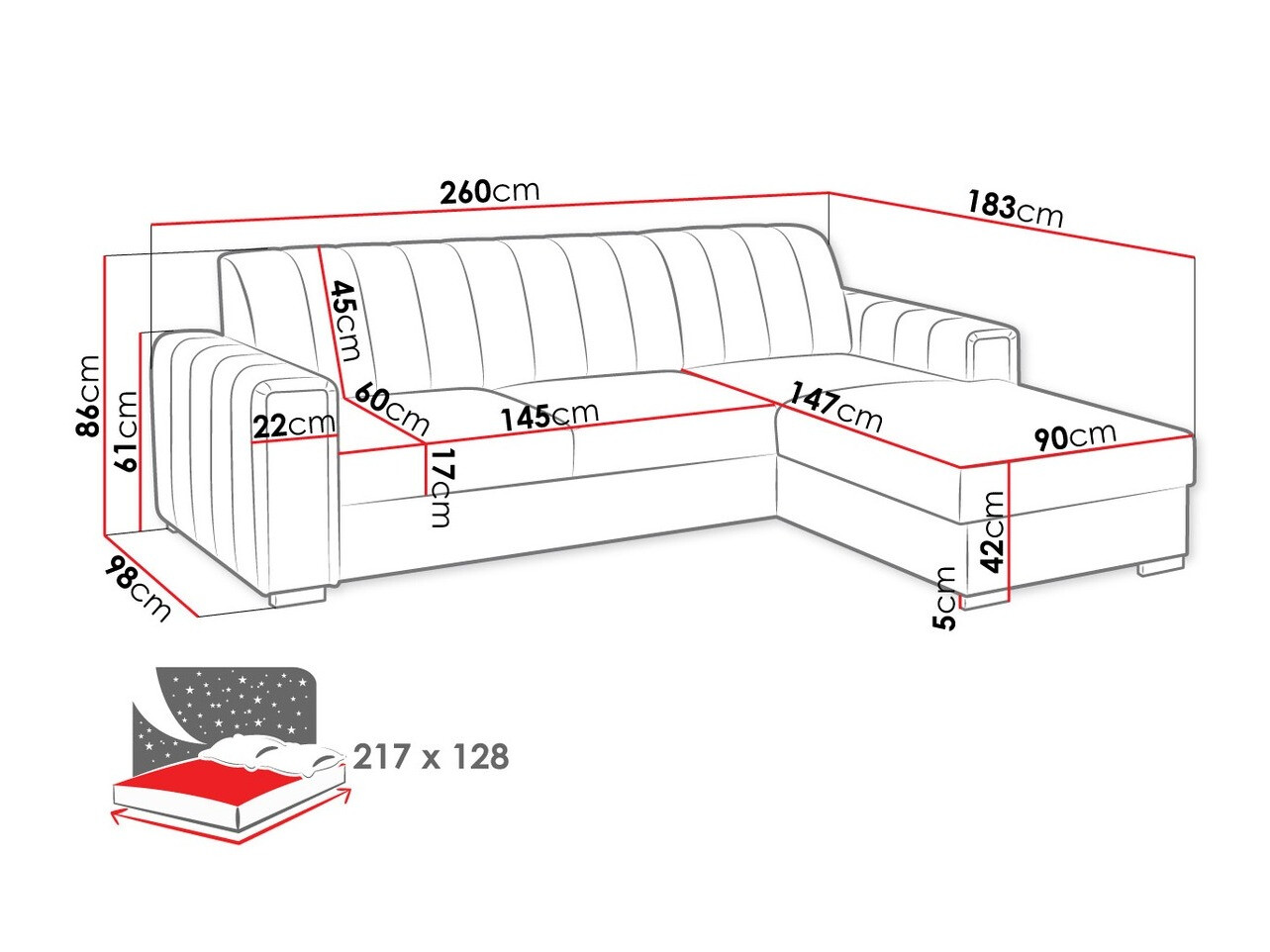 Угловой диван Columbus 166 (Manila 18)