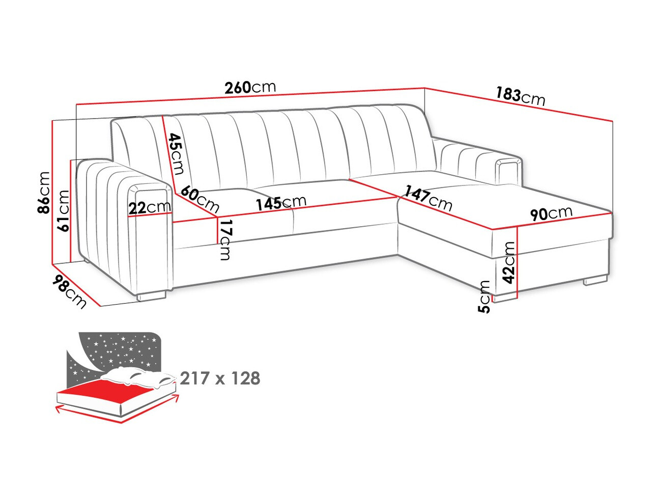 Угловой диван Columbus 166 (Manila 35)