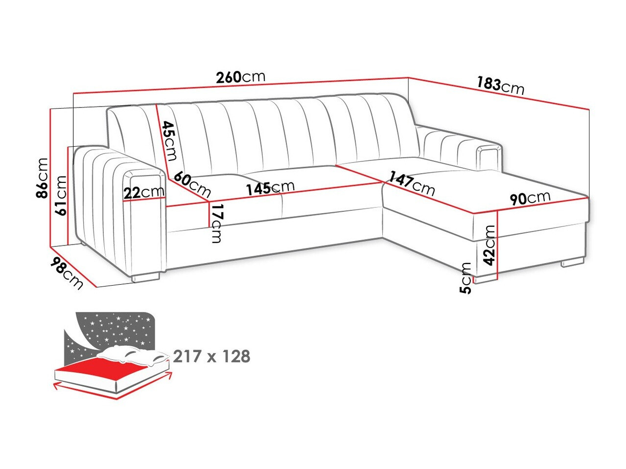 Угловой диван Columbus 166 (Manila 35)