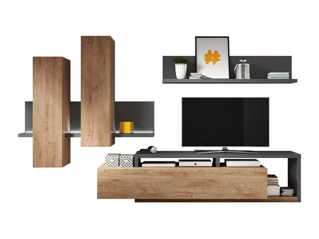 Набор для гостиной Lutiva 100 (Антрацит + Ribbec дуб)