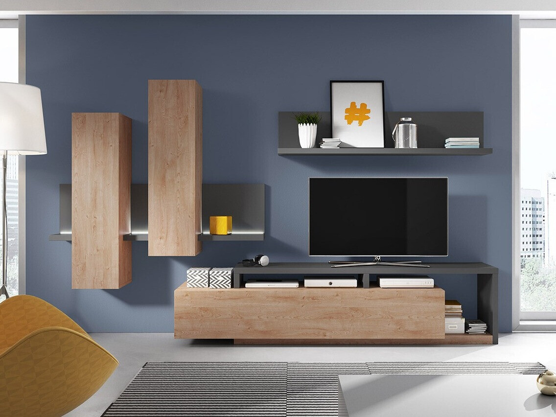 Viesistabas komplekts Lutiva 100 (Antracīts + Ribbec ozols)