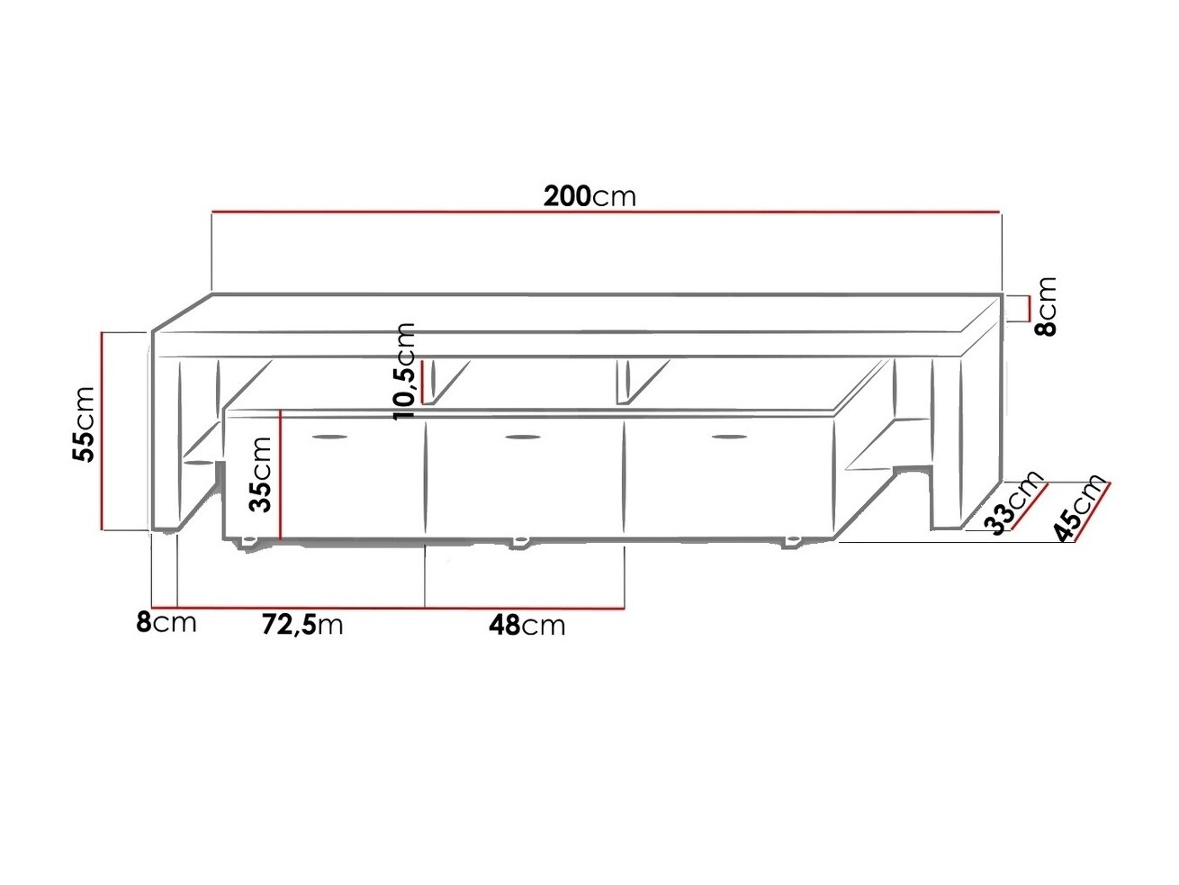 TV galds Arbor (Balts + Glancēts melns)