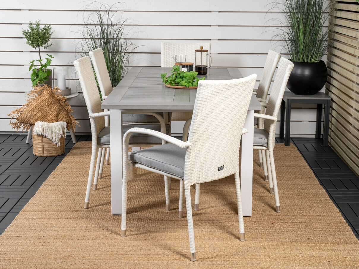 Galds un krēslu komplekts Dallas 2258 (Balts + Pelēks)