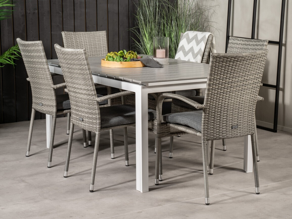 Galds un krēslu komplekts Dallas 2406 (Pelēks + Tumši pelēks)