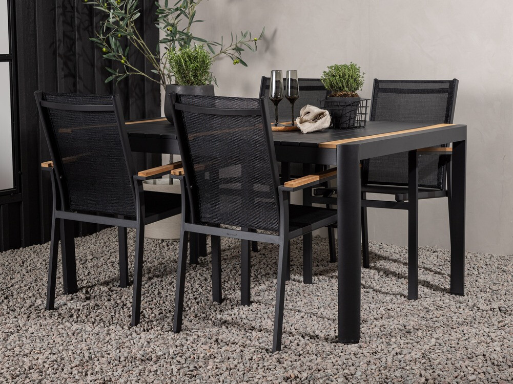 Dārza galds Dallas 2828 (Melns + Brūns)