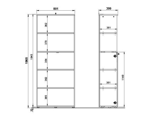 Plaukts Eliromo 105 (Grafīts + Grandson ozols)