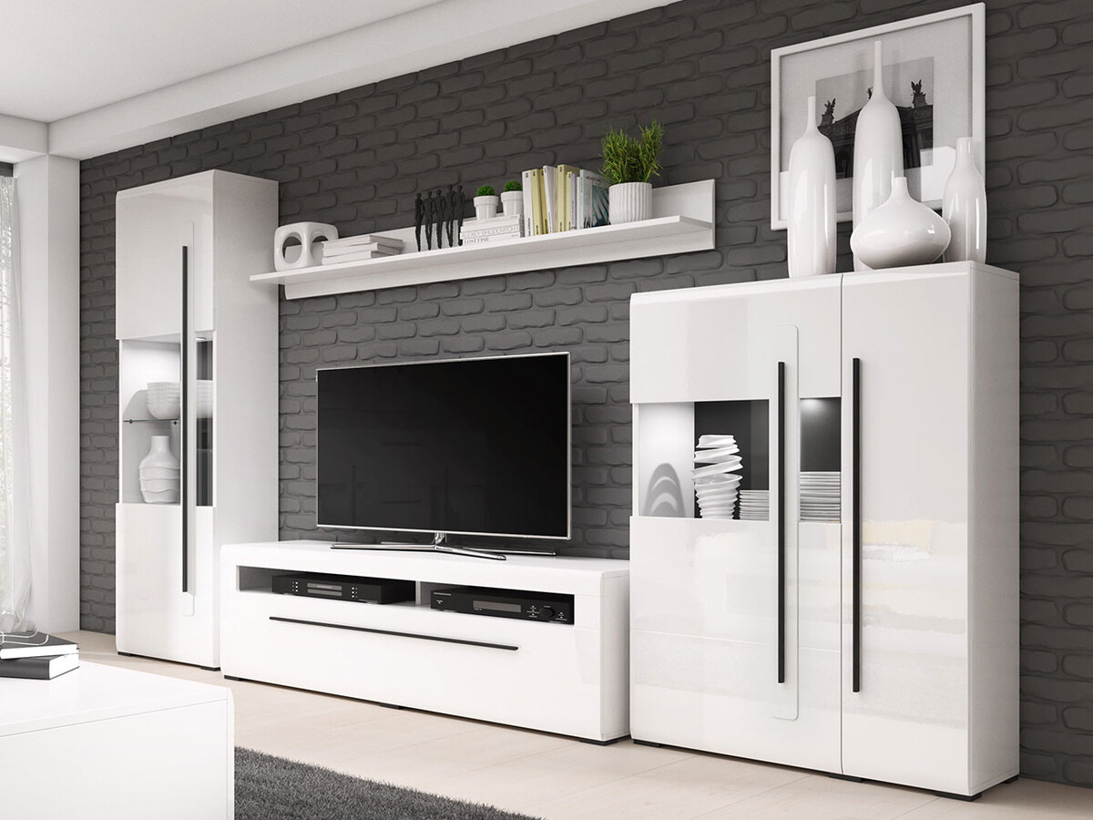 Набор для гостиной Ophsalu 111 (Белый + Глянцевый белый)