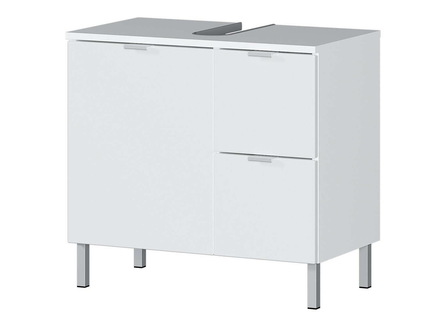 Stāvošs vannas istabas skapītis izlietnei Lomcamo 100 (Balts + Glancēts balts)