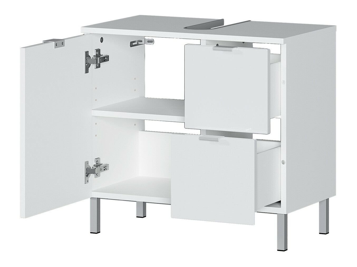 Stāvošs vannas istabas skapītis izlietnei Lomcamo 100 (Balts + Glancēts balts)