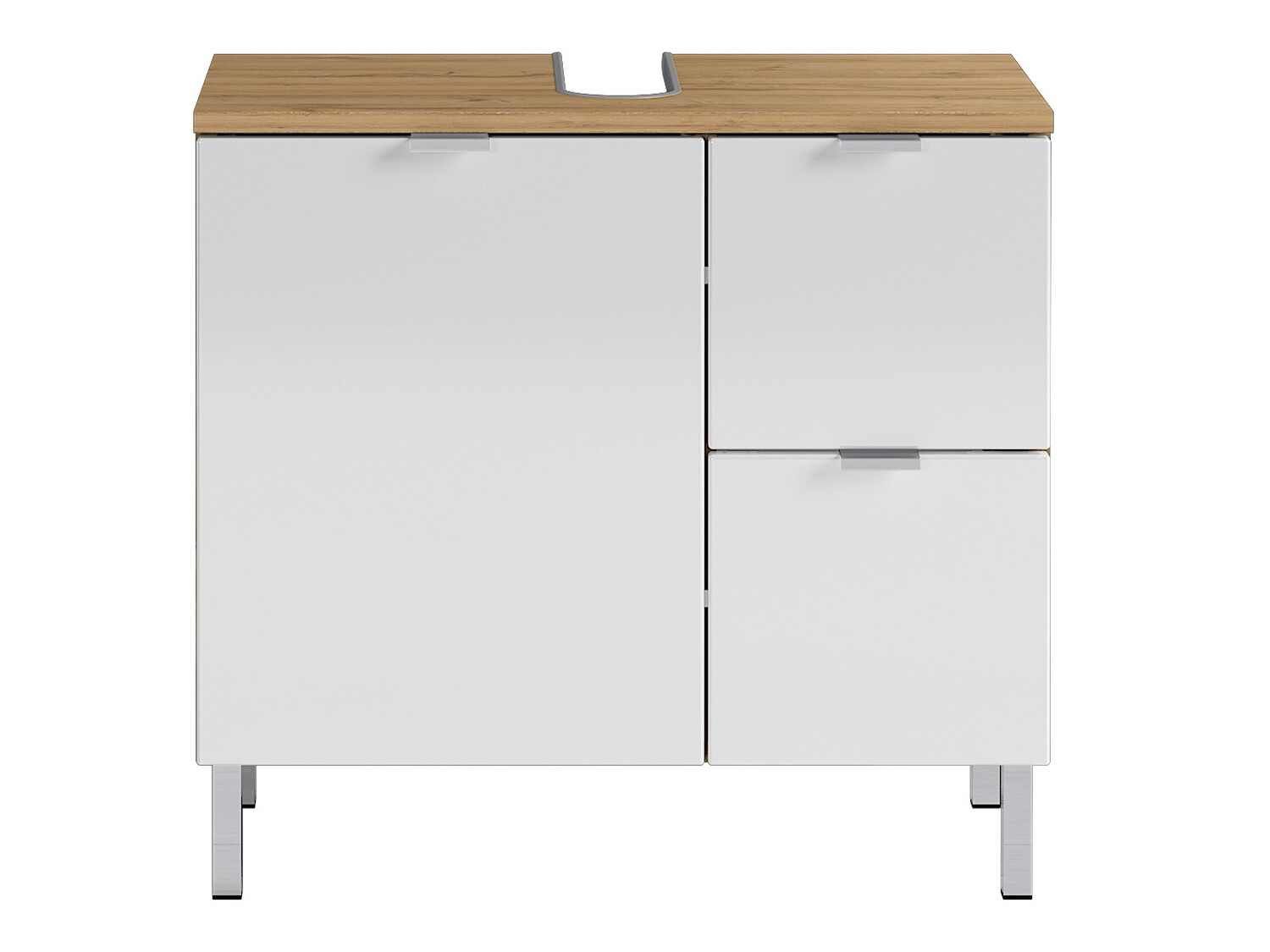 Stāvošs vannas istabas skapītis izlietnei Lomcamo 100 (Glancēts balts + Grandson ozols)