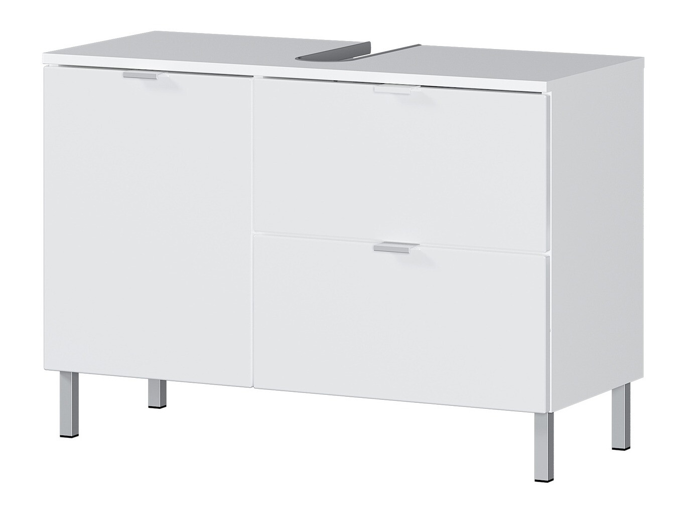 Stāvošs vannas istabas skapītis izlietnei Lomcamo 101 (Balts + Glancēts balts)