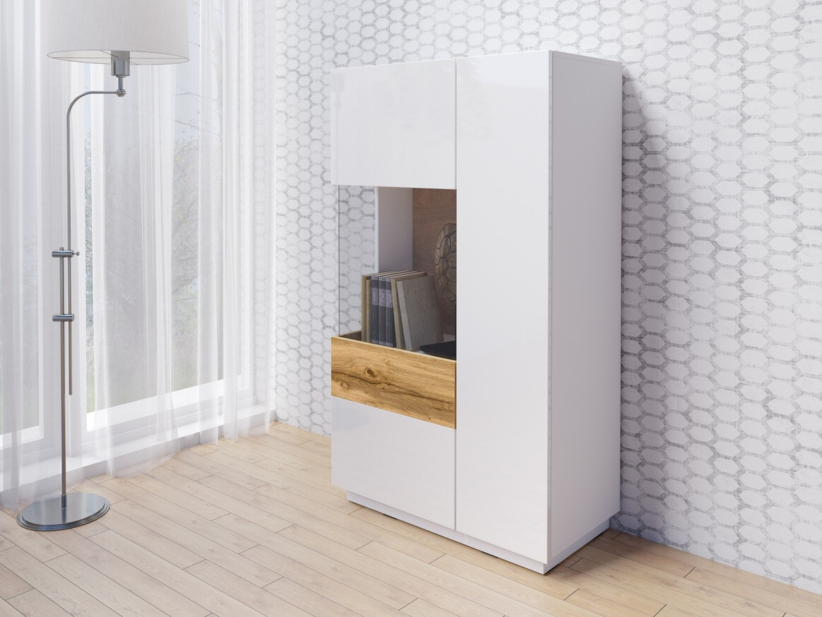 Шкафчик Livlore 104 (Белый + Глянцевый белый + Дуб вотан)