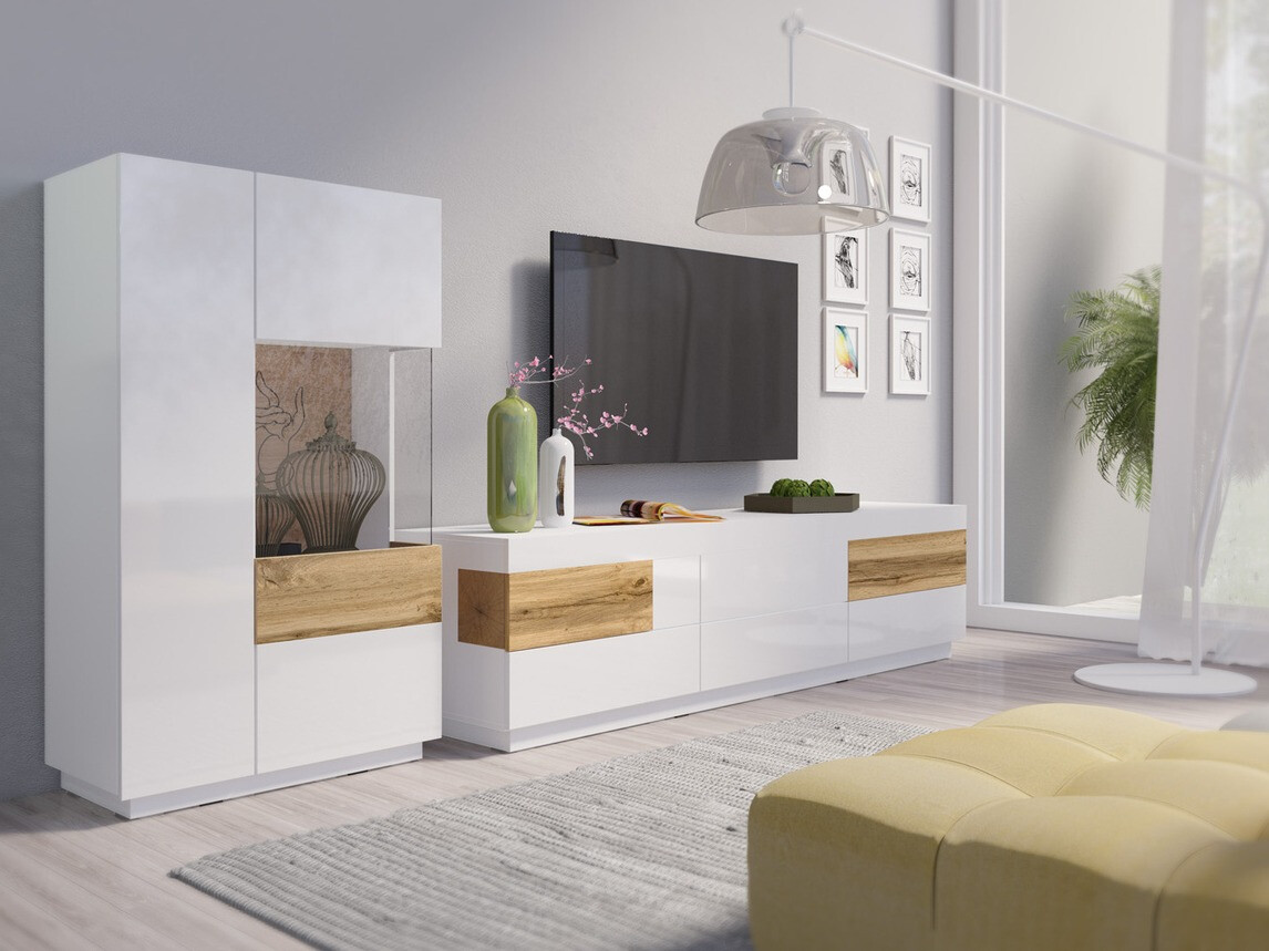 Шкафчик Livlore 104 (Белый + Глянцевый белый + Дуб вотан)