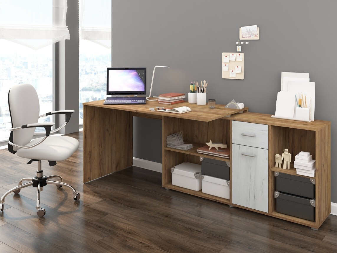 Угловой письменный стол Gilroy 113 (Craft дуб + Крафт белый)