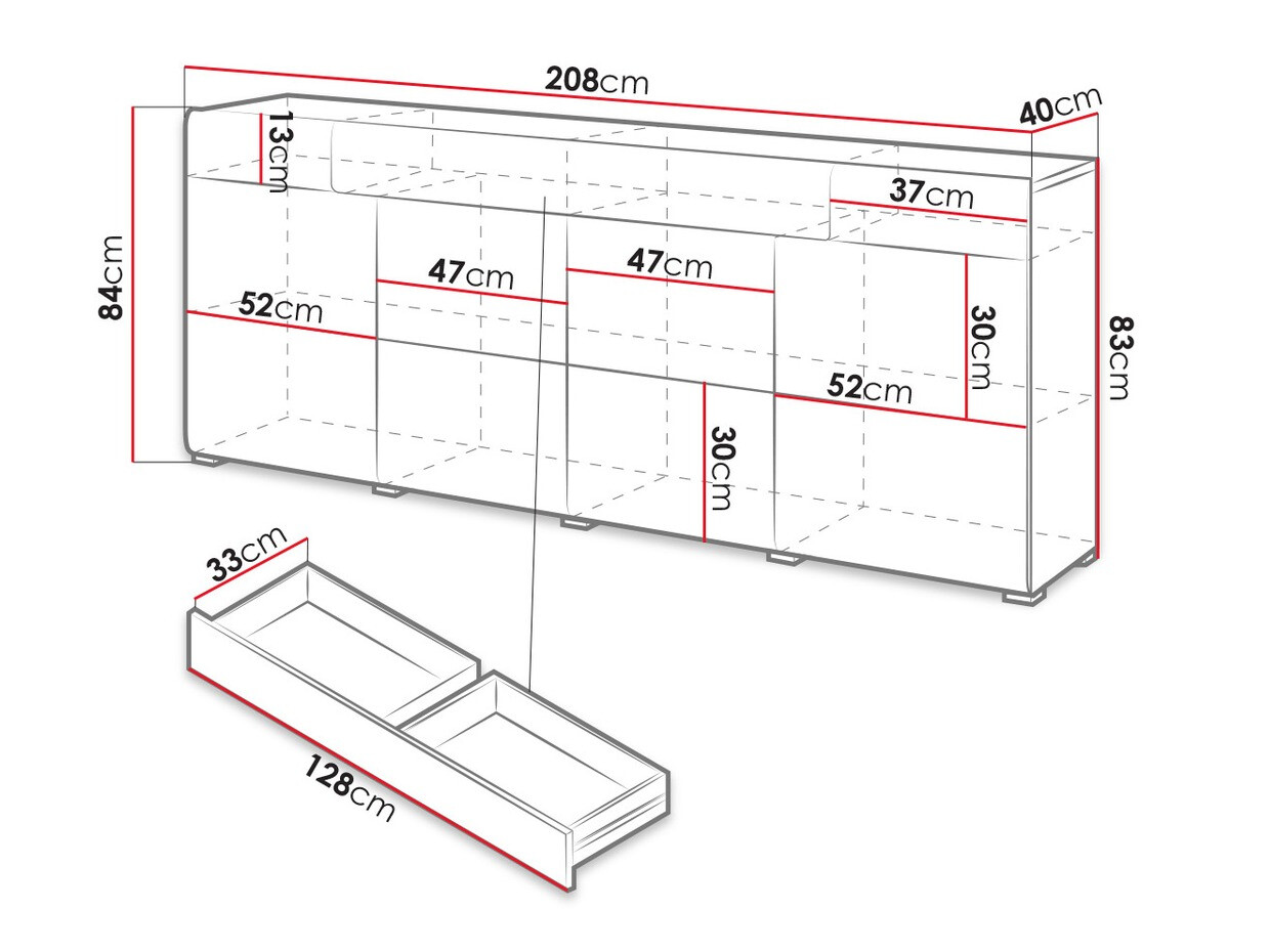 Kомод Torsone 102 (Антрацит + Gloss антрацит + Внук дуб)
