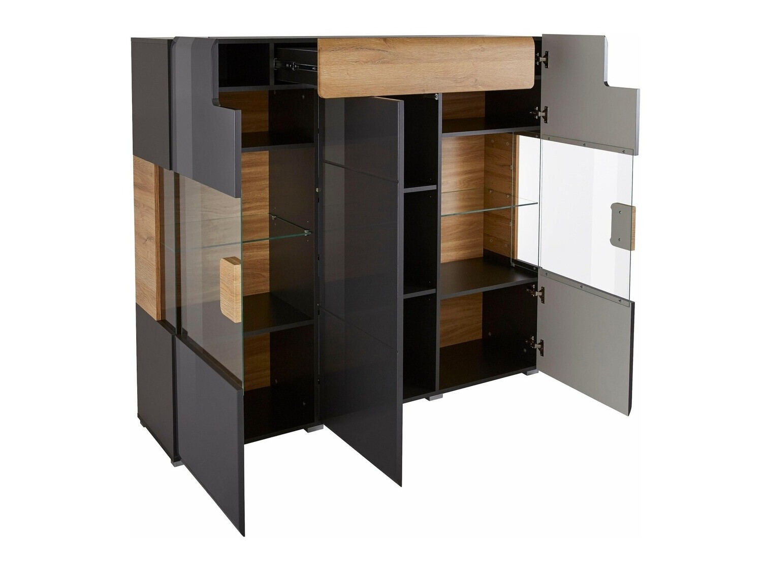 Skapis Torsone 100 (Antracīts + Gloss antracīts + Grandson ozols)