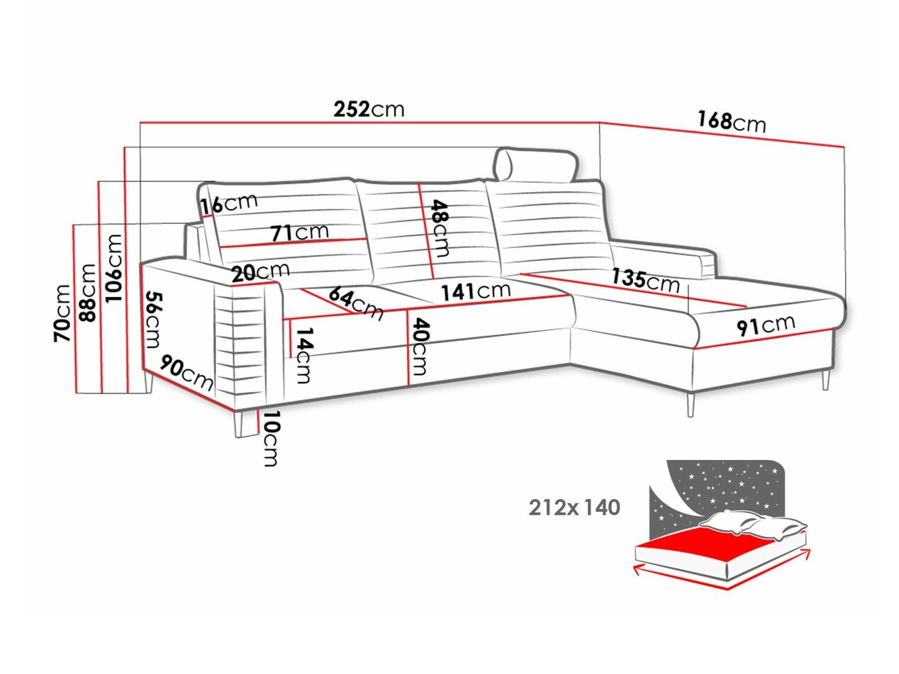 Stūra dīvāns Comfivo 243 (Velluto 25)
