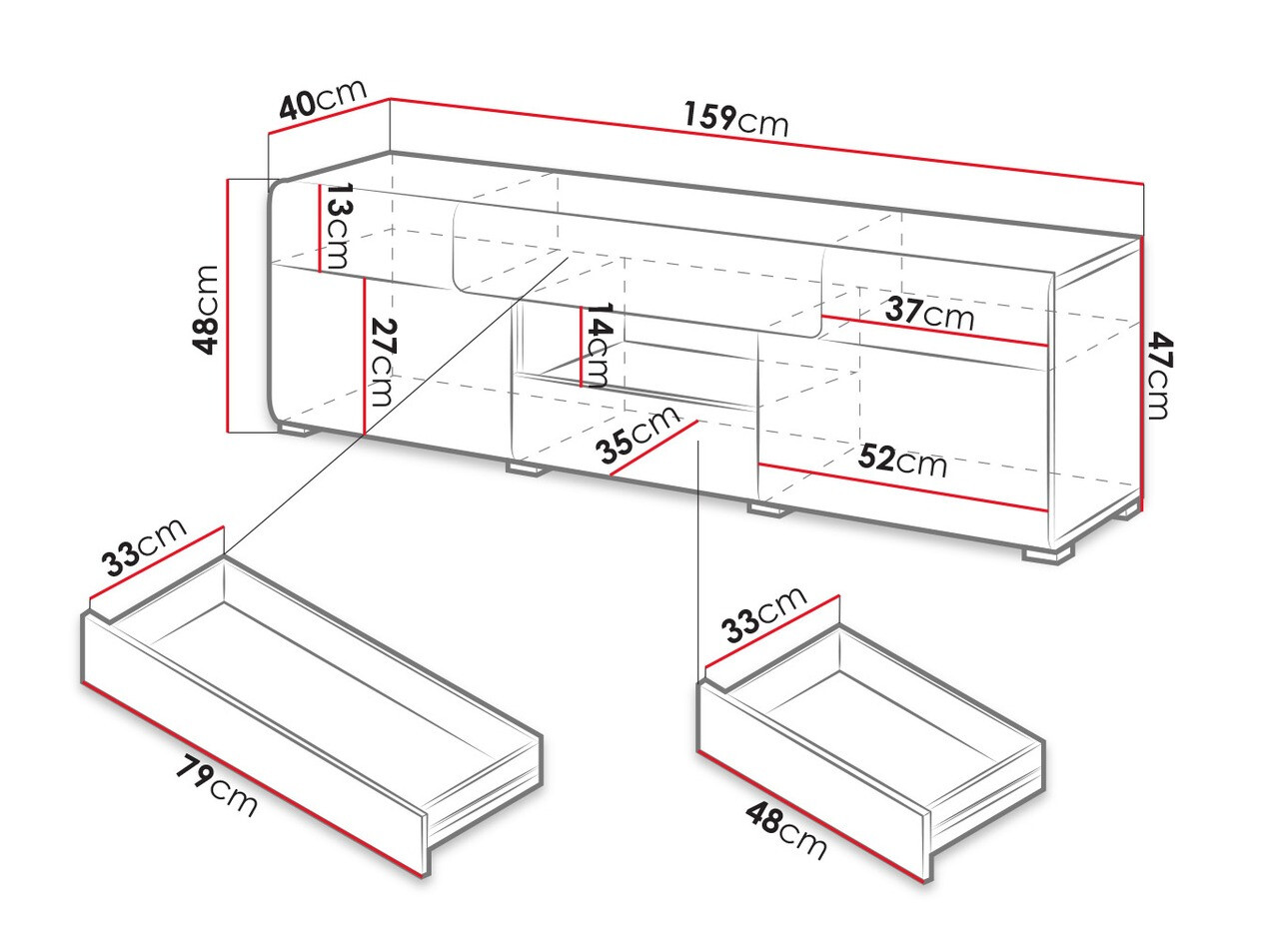 TV galds Torsone 101 (Antracīts + Gloss antracīts + Grandson ozols)