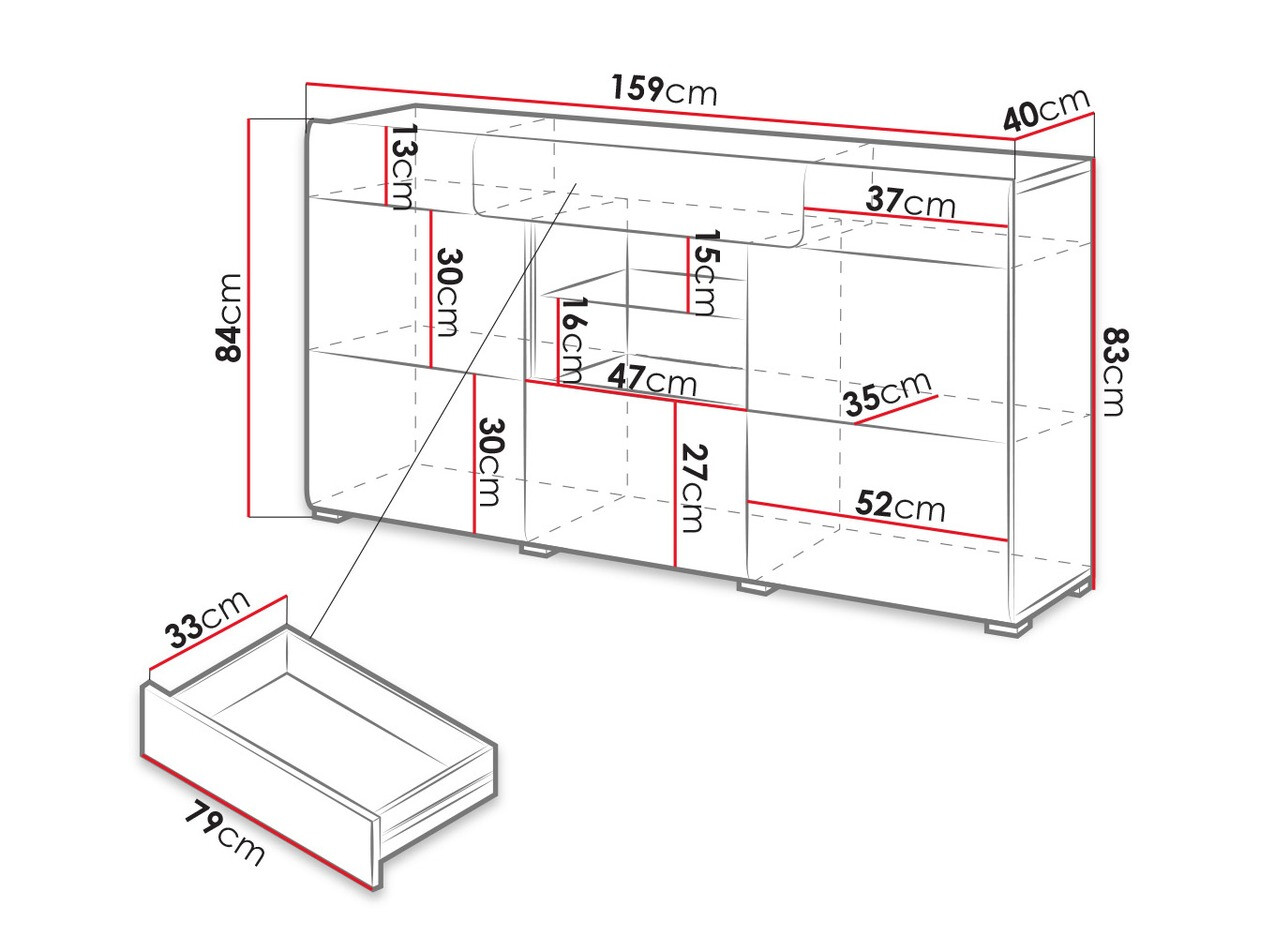 Kомод Torsone 108 (Антрацит + Gloss антрацит + Внук дуб)