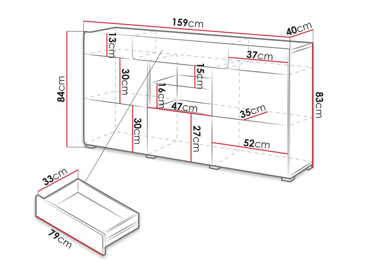 Kомод Torsone 108 (Белый + Глянцевый белый + Сан Ремо дуб)