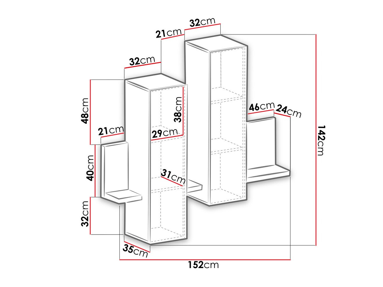 Настенные шкафы Lutiva 101 (Белый + Бетон)