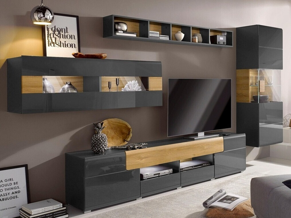 Piekarams plaukts Torsone 109 (Antracīts + Gloss antracīts + Grandson ozols)