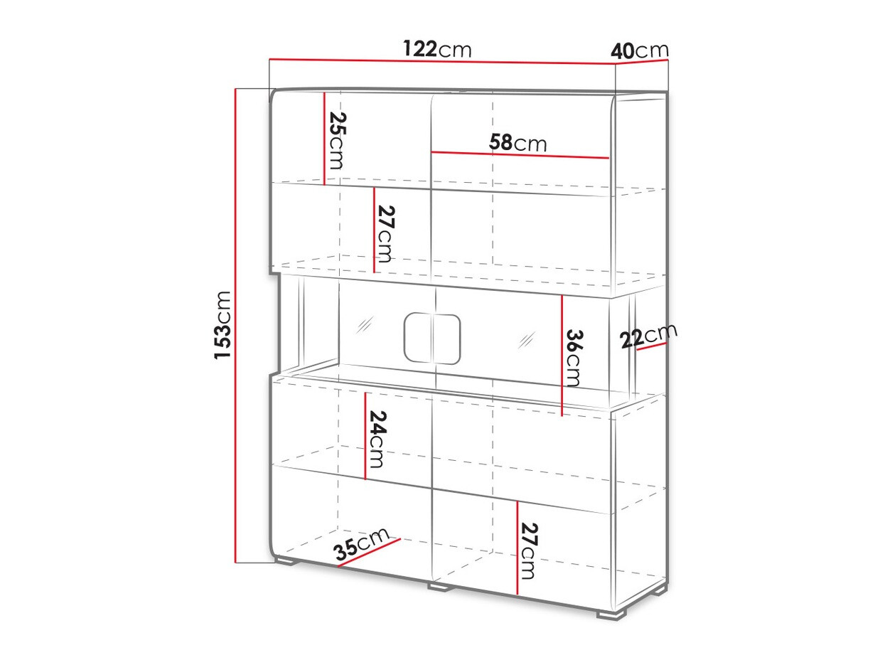 Стеллаж Torsone 107 (Антрацит + Gloss антрацит + Внук дуб)