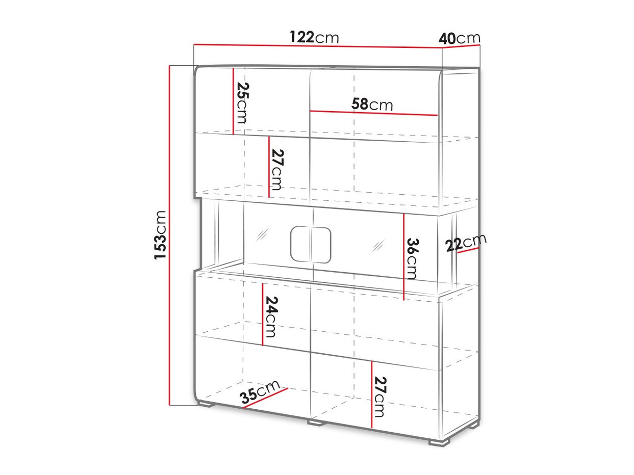 Стеллаж Torsone 107 (Белый + Глянцевый белый + Сан Ремо дуб)