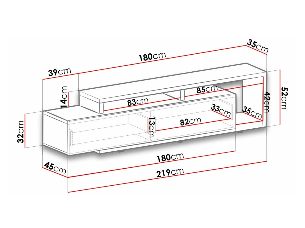 TV galds Lutiva 103 (Antracīts + Ribbec ozols)