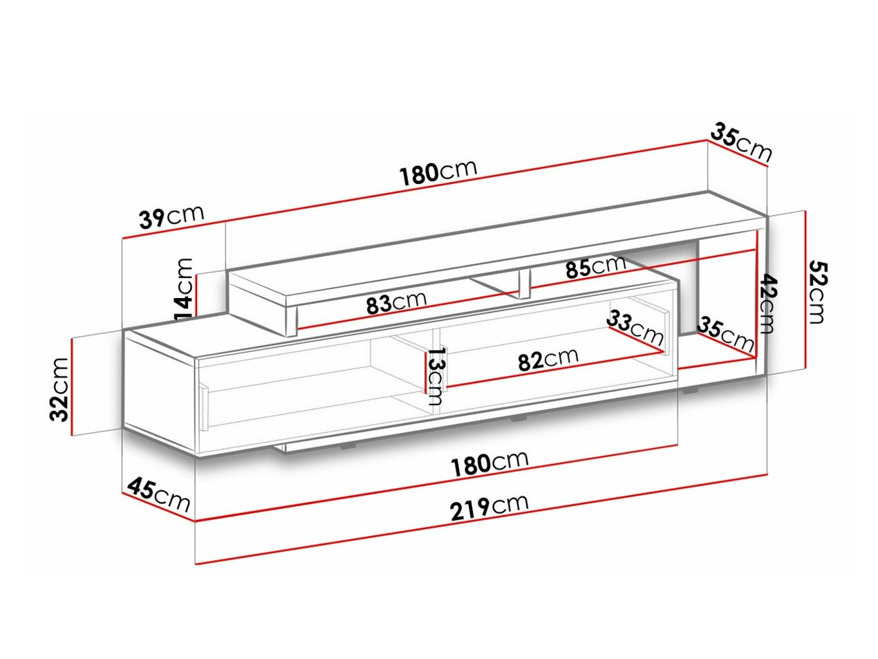 ТВ тумба Lutiva 103 (Матера серый + Темная ель)