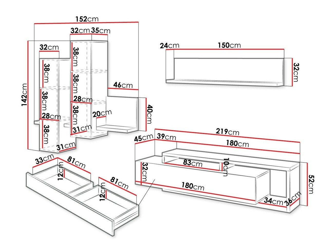 Viesistabas komplekts Lutiva 100 (Matera pelēks + Tumšā egle)