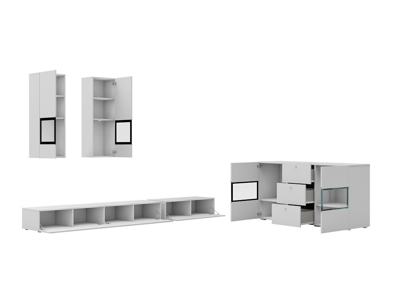Viesistabas komplekts Serodeu 104 (Balts + Glancēts balts)