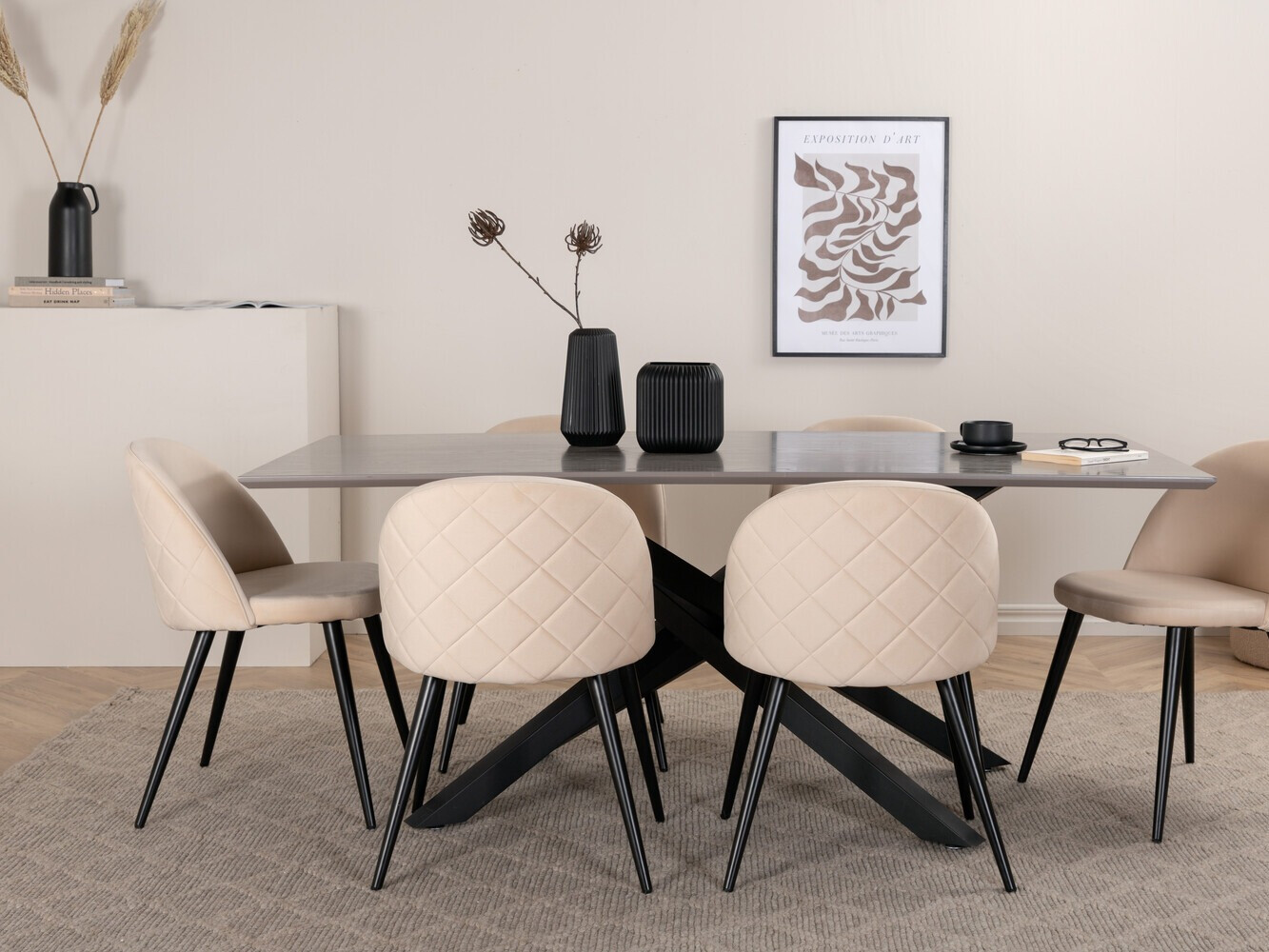 Ēdamistabas komplekts Dallas 3035 (Krēms + Melns)