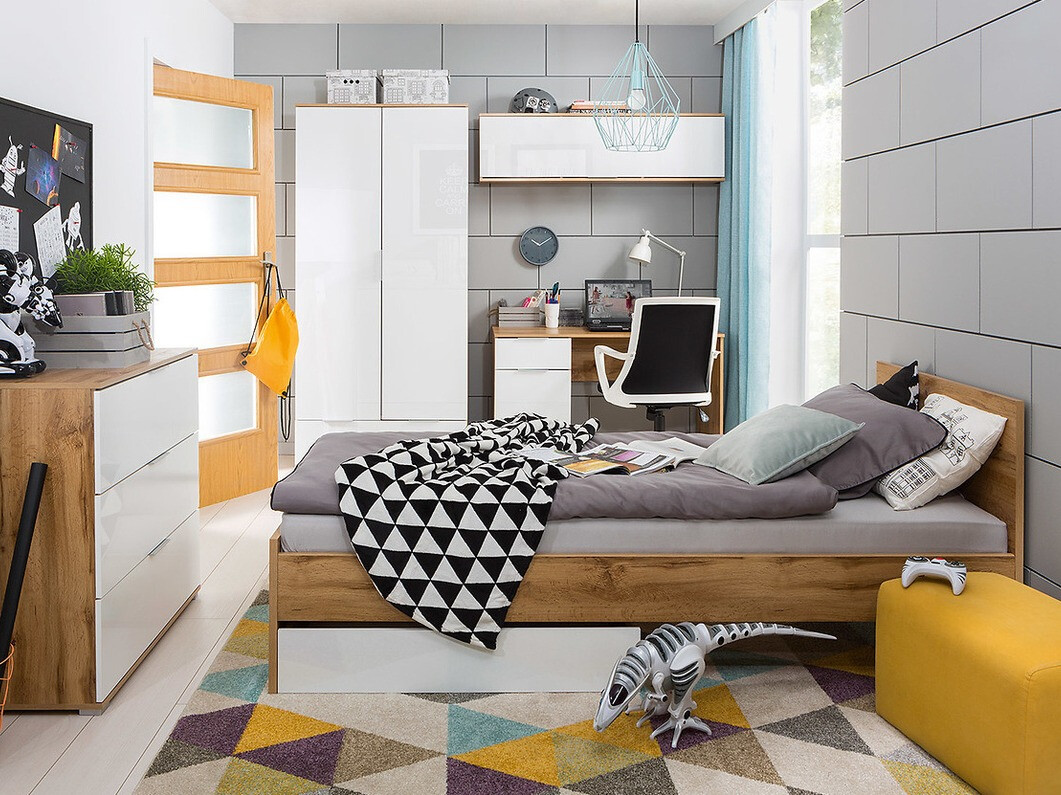 Piekarams skapītis Tivetra 110 (Votan ozols + Glancēts balts)