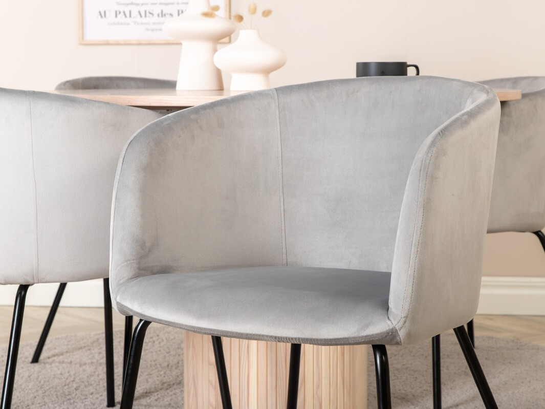 Ēdamistabas komplekts Dallas 2557 (Gaiši pelēks + Melns)