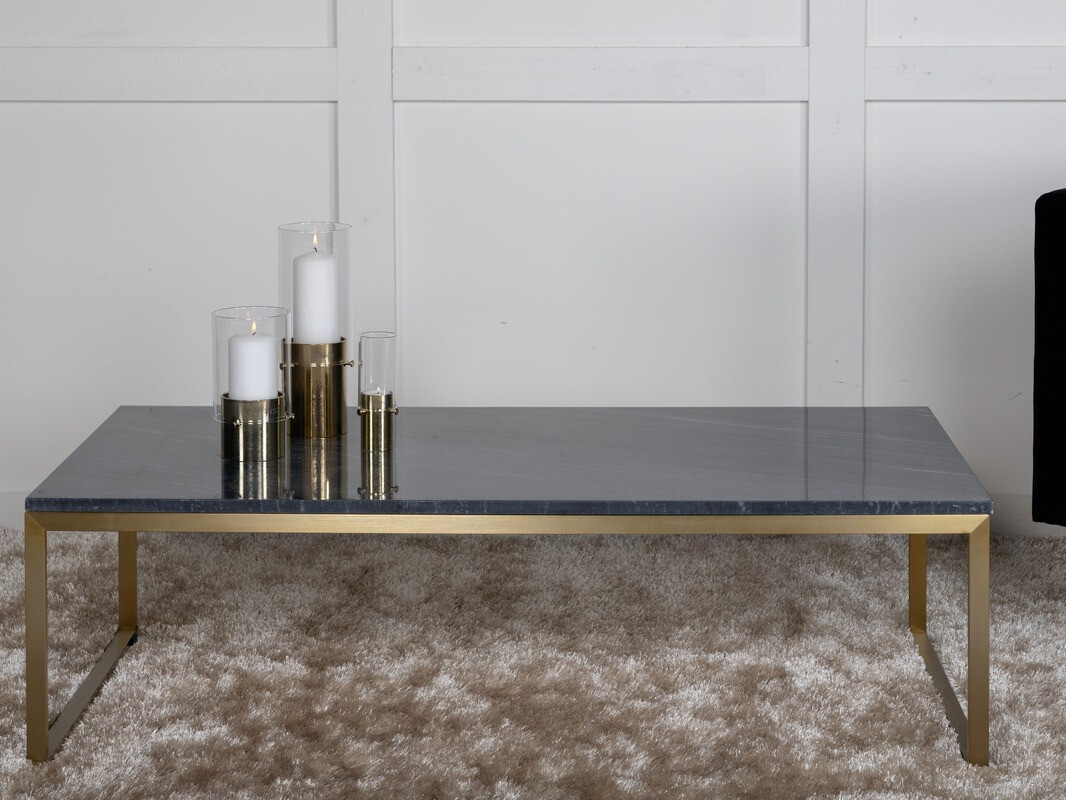 Žurnālu galdiņš Dallas 179 (Pelēks marmors + Zelta)