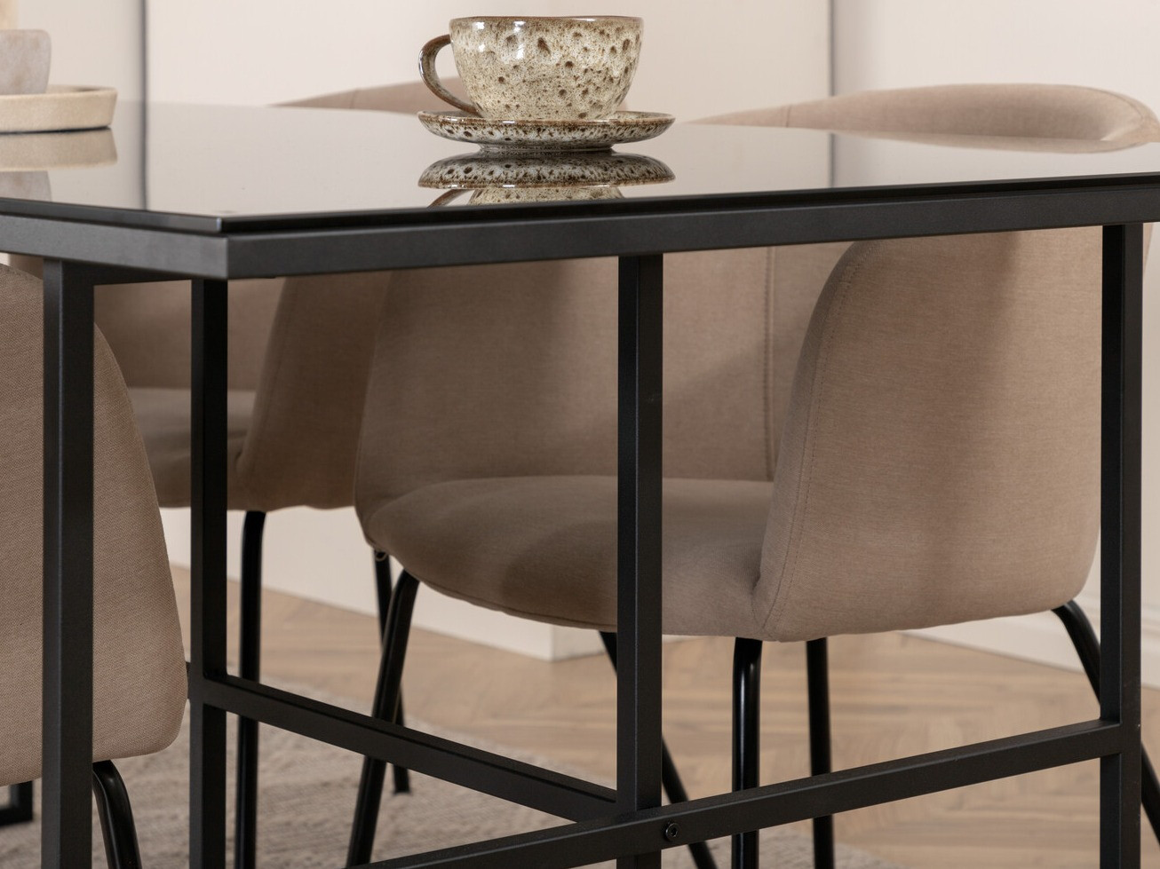 Ēdamistabas komplekts Dallas 3044 (Krēms + Melns)