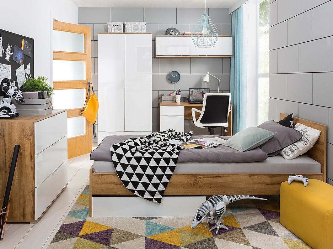 Skapis Tivetra 111 (Votan ozols + Glancēts balts)